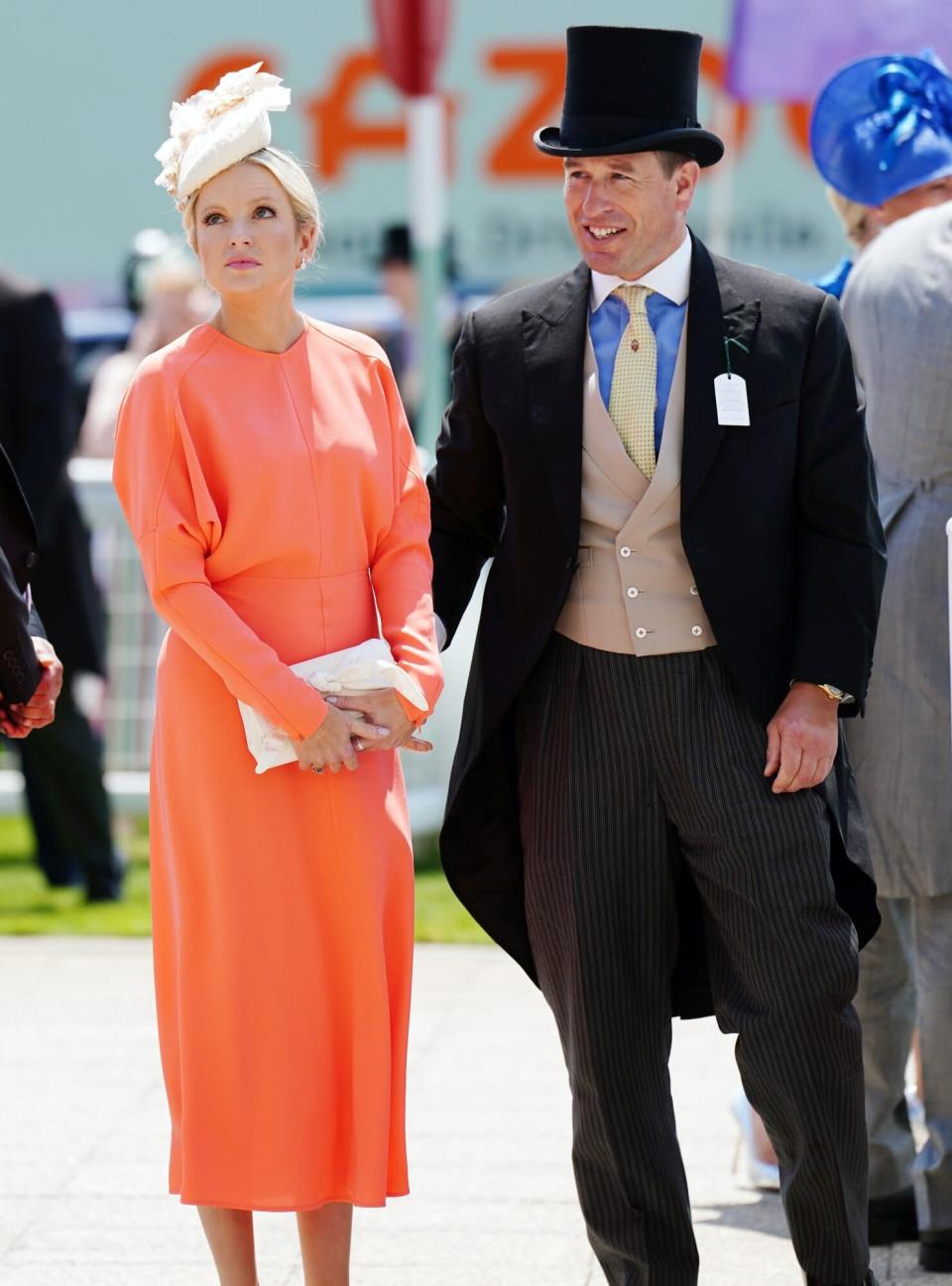 Peter Phillips and Lindsay Wallace arrive on Derby Day during the Cazoo Derby Festival 2022 at Epsom Racecourse, Surrey. Picture date: Saturday June 4, 2022. (Photo by David Davies/PA Images via Getty Images)