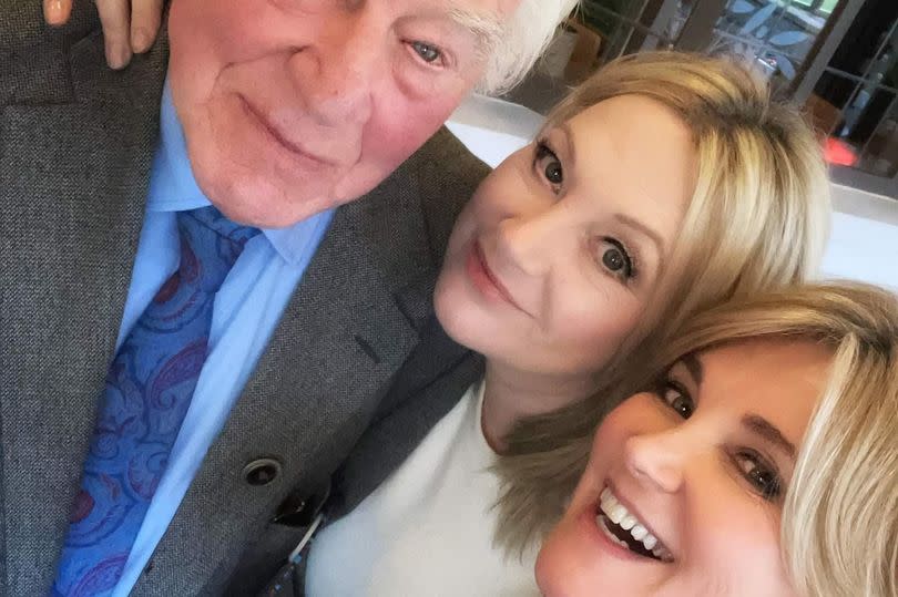 Brian Turner, with daughters Wendy Turner-Webster and Anthea Turner, at his 90th birthday party at The Hollybush in Stockton Brook. -Credit:Wendy Turner-Webster