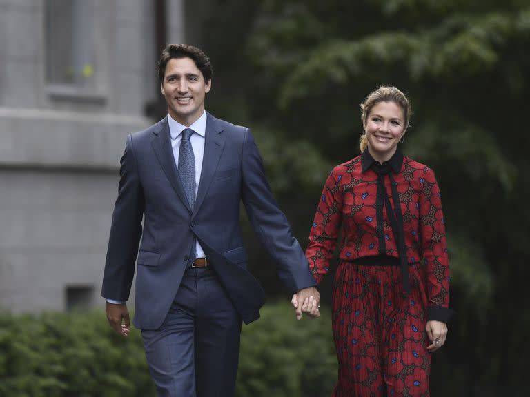 El primer ministro canadiense Justin Trudeau y su exesposa, Sophie Gregoire Trudeau, llegan al Rideau Hall en Ottawa, Canadá, el 11 de septiembre de 2019. 