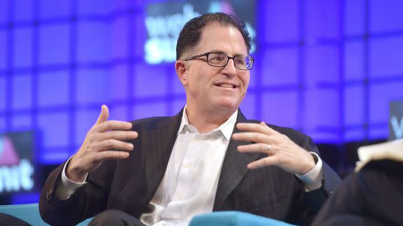 Michael Dell speaks on the main stage during the first day of the Web Summit in Nov, 2015.