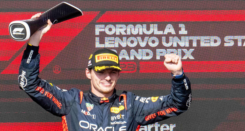 Max Verstappen claimed a record-equalling 15th race win of the season at the US GP. Pic: Getty