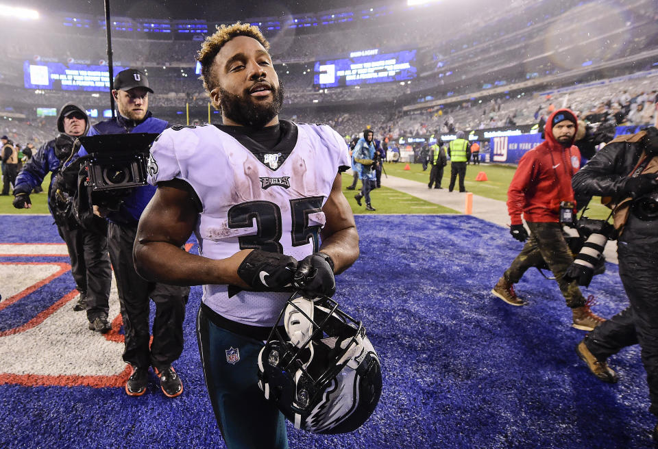 Boston Scott is spending his virtual offseason staying in shape and helping his dad relearn how to speak after suffering a stroke. (Photo by Steven Ryan/Getty Images)