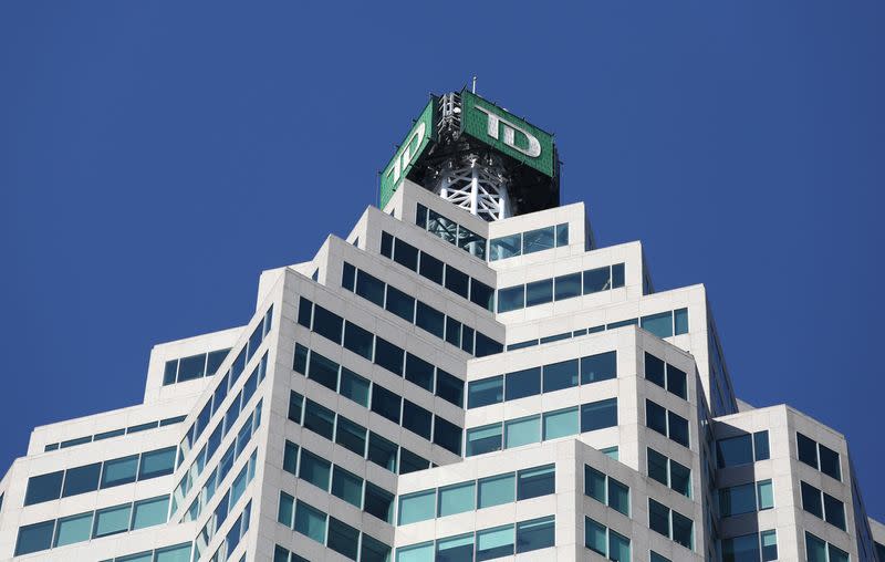 The TD bank logo is seen on top of the Toronto Dominion Canada Trust Tower in Toronto