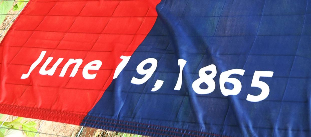 A portion of the Juneteenth flag.