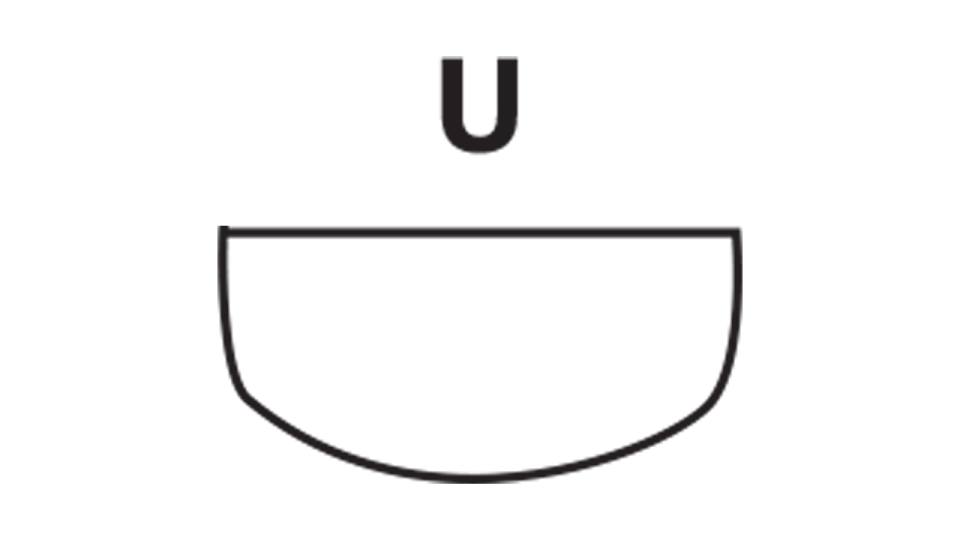 Diagram of 'U' guitar neck profile