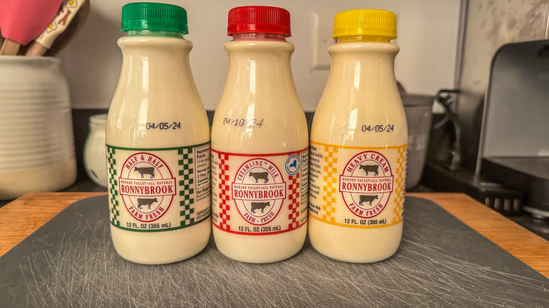 three bottles of milk