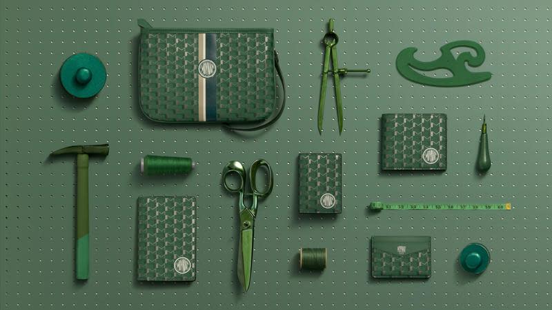 MOYNAT的Green Canvas 1920 M monogram推出全系列商品，讓人感受到滿滿的清涼綠意。（MOYNAT提供）