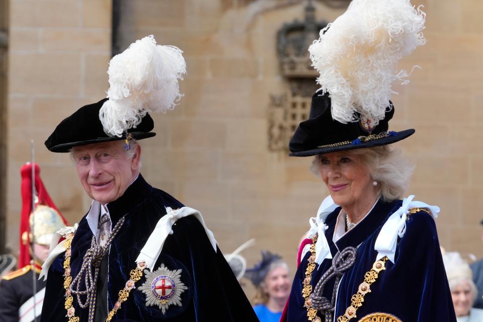 King Charles III and Queen Camilla arrive to attend the annual Order of the Garter Service at St George’s Chapel earlier this week (Kirsty Wigglesworth/PA Wire)