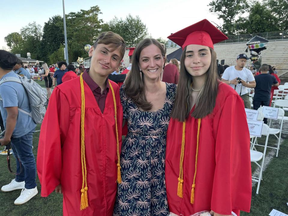 Alyssa Geary, center, at Red Bank Middle School's 2021 commencement.