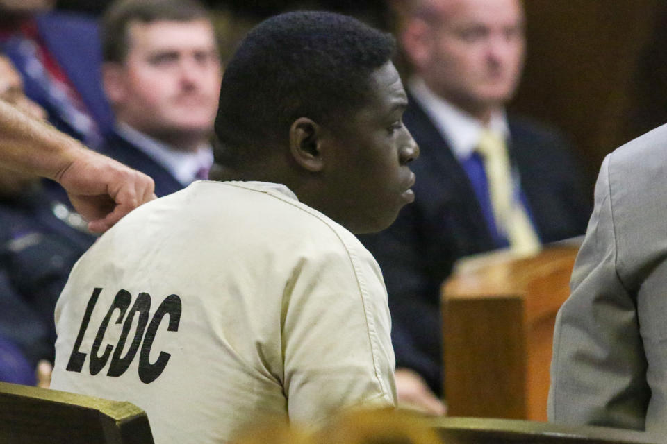 Ibrahim Yazeed appears in court for a hearing on the disappearance of college student Aniah Blanchard, on Wednesday, Nov. 20, 2019 in Opelika, Ala. Yazeed is charged with kidnapping in the disappearance of Blanchard, the stepdaughter of UFC heavyweight Walt Harris. A judge ordered Yazeed to submit a DNA sample as requested by prosecutors. (Hannah Lester/Opelika-Auburn News via AP, Pool)