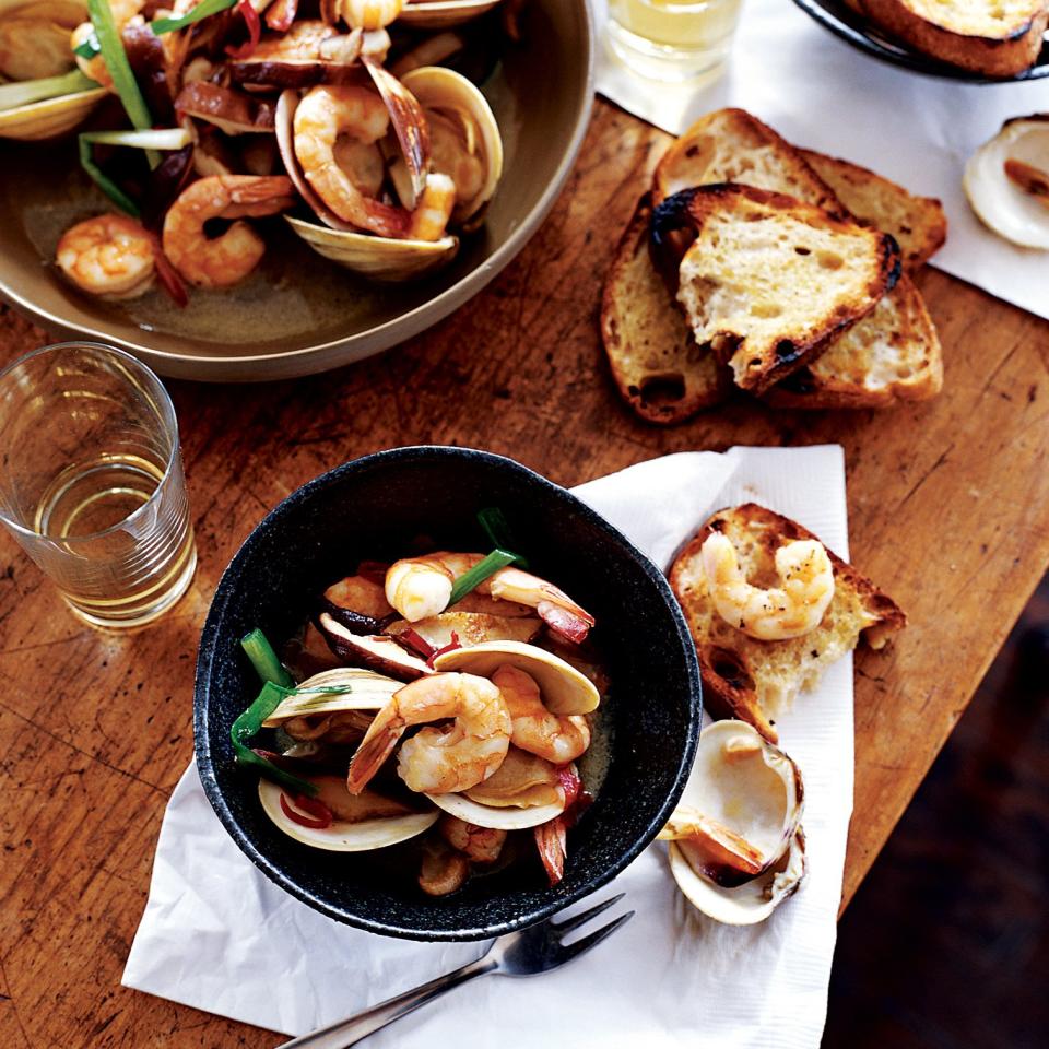 Saucy Clams and Shrimp with Wild Mushrooms