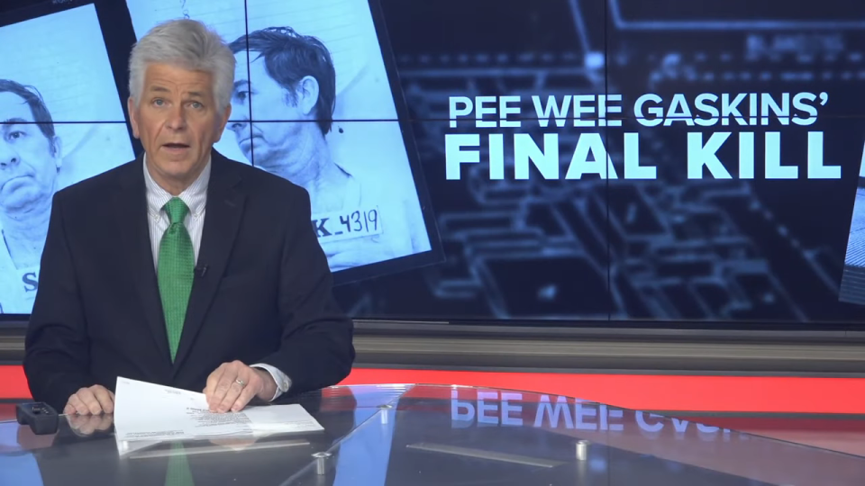 Screenshot of a news report about "Pee Wee" Gaskins