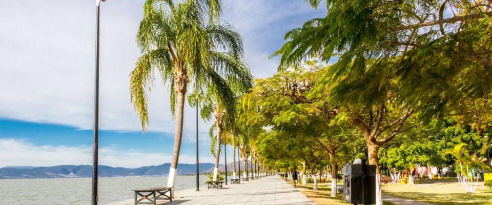 sidewalk of the chapala lake in Ajijic, a town in Jalisco, Mexico