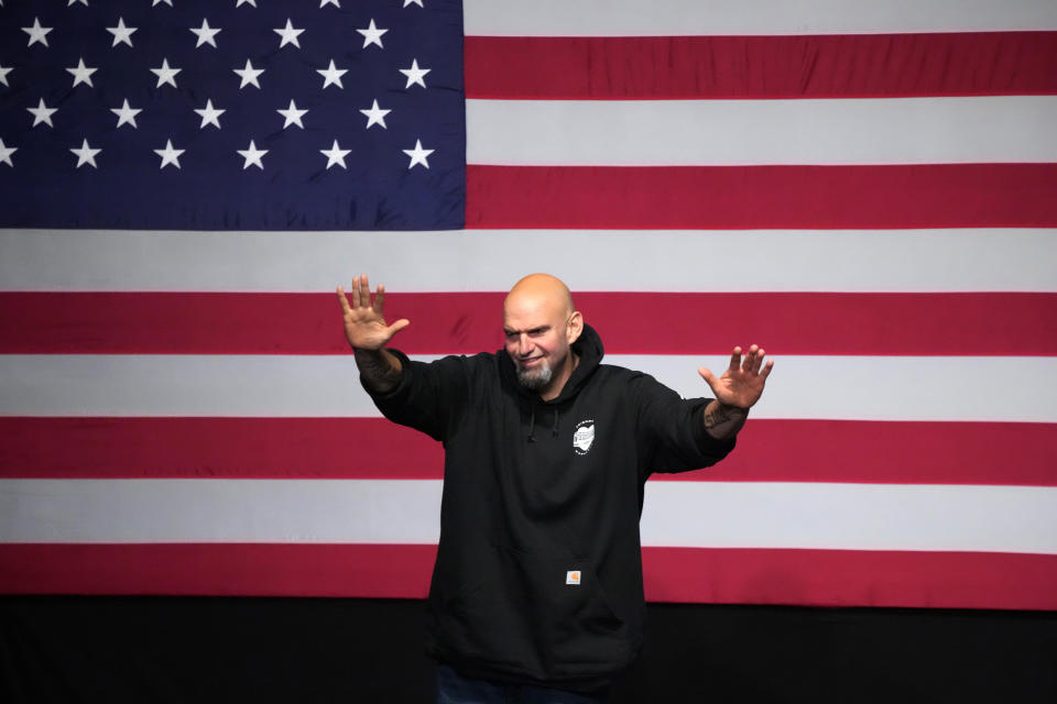 John Fetterman at an election night party in Pittsburgh (Gene J. Puskar / AP)