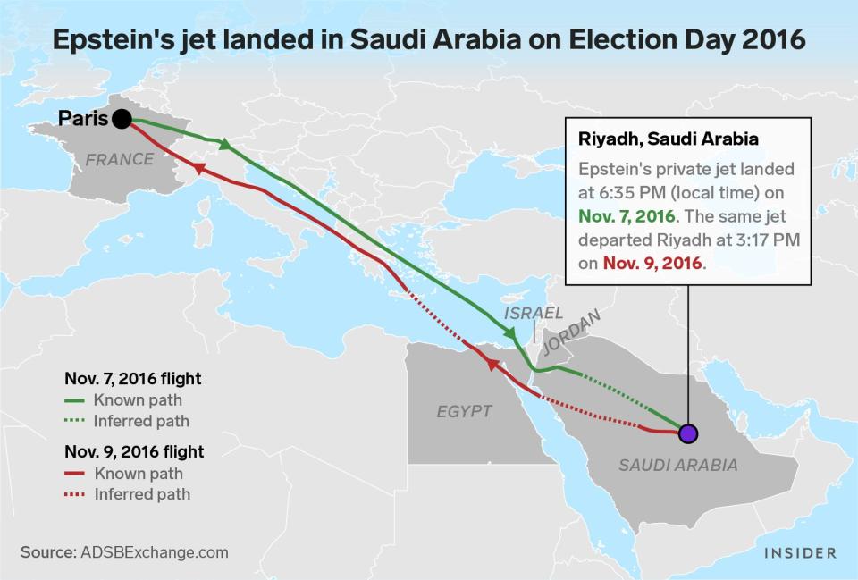 epsteins jet landed saudi arabia election day 2016 map