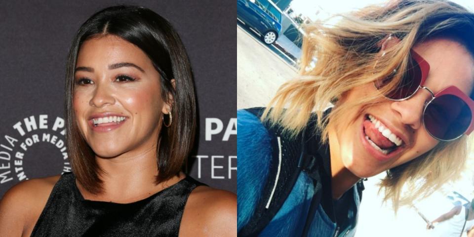 <p>La star de <em>Jane the Virgin</em> nous a surpris en dévoilant ses mèches blondes l’été dernier. Le blond lui va comme un gant, non ? <em>(Photos : Getty/Instagram/July 2016)</em> </p>