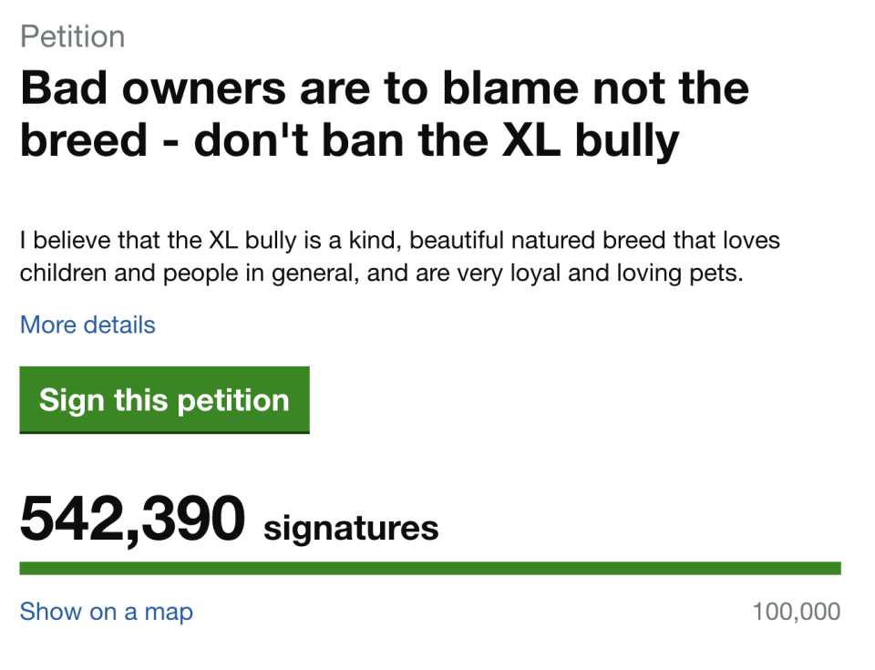 More than 540,000 people had signed the petition by Tuesday lunchtime. 