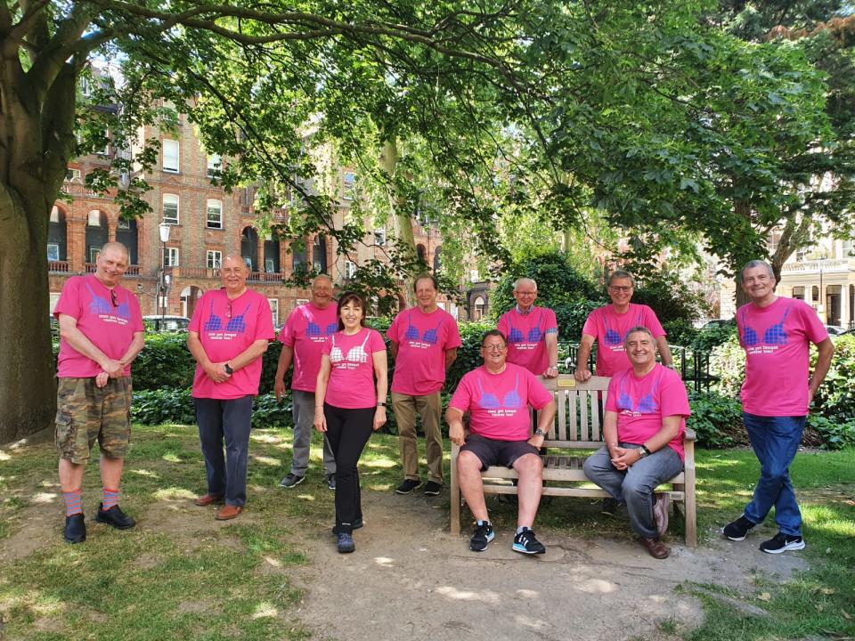 Mark Winter on his first charity get-together with other men with breast cancer. (Supplied)