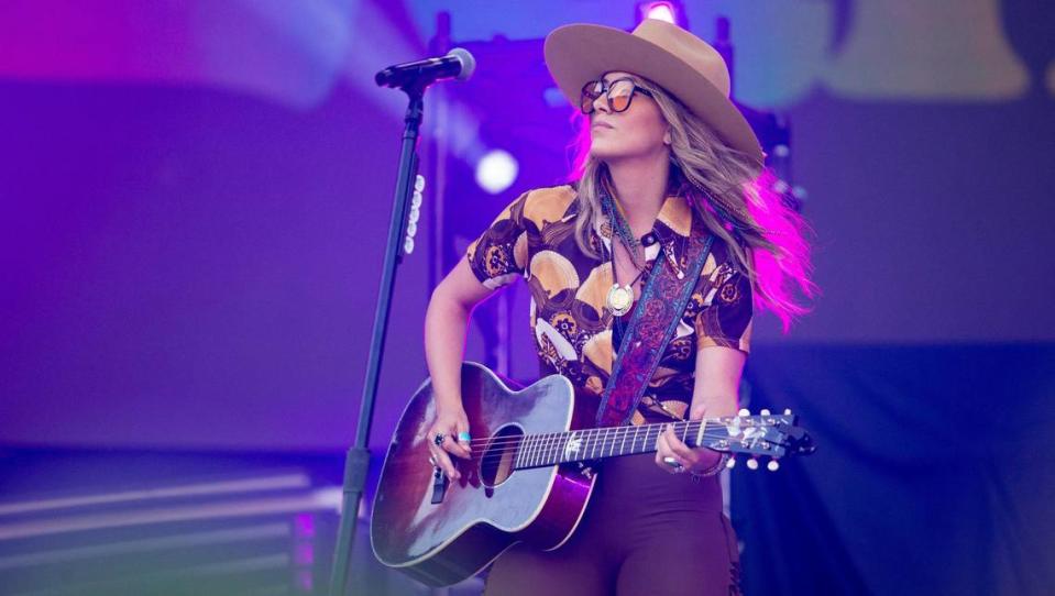 Lainey Wilson performs her breakout hit song “Things a Man Oughta Know” at Bank of America Stadium at a concert headlined by Luke Combs on Saturday, July 15, 2023.