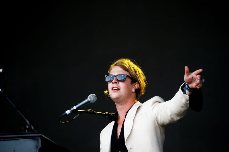 FILE PHOTO: British singer Tom Odell performs on the Pyramid Stage during Glastonbury Festival in Somerset