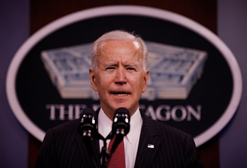 U.S. President Joe Biden visits the Pentagon in Arlington, Virginia