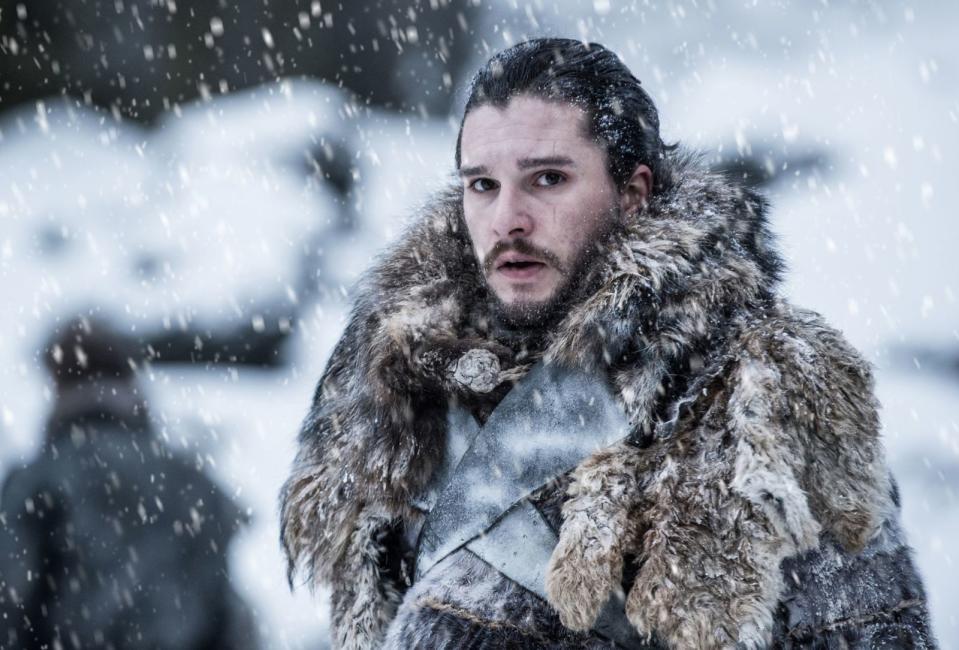 <p>Jon Snow appears frightened of something on the horizon<span>.</span></p>