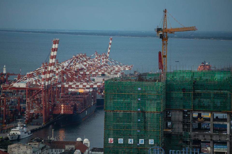 The Colombo deep sea port along side construction underway for the Ritz Carlton and the JW Marriott hotels which are Chinese managed projects seen on November 20, 2018 in Colombo, Sri Lanka. (Photo: Paula Bronstein/Getty Images)