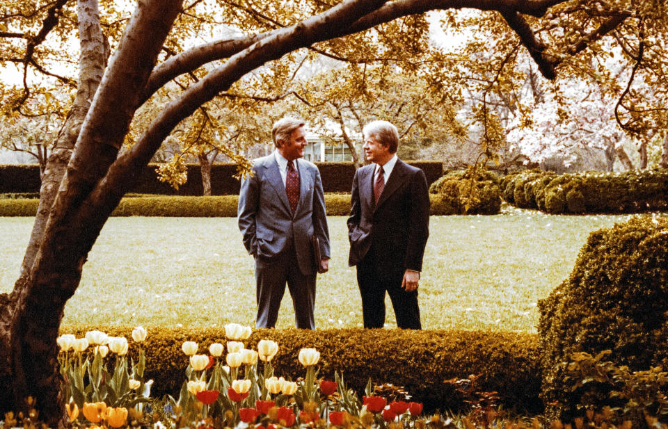 Image: Vice President Walter Mondale and President Jimmy Carter in 1978 (White House via CNP / Getty Images file)