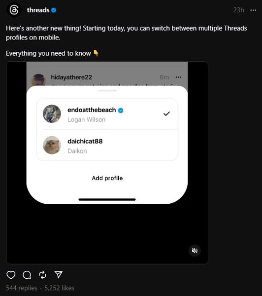 Can you add multiple profiles in Threads? All you need to know