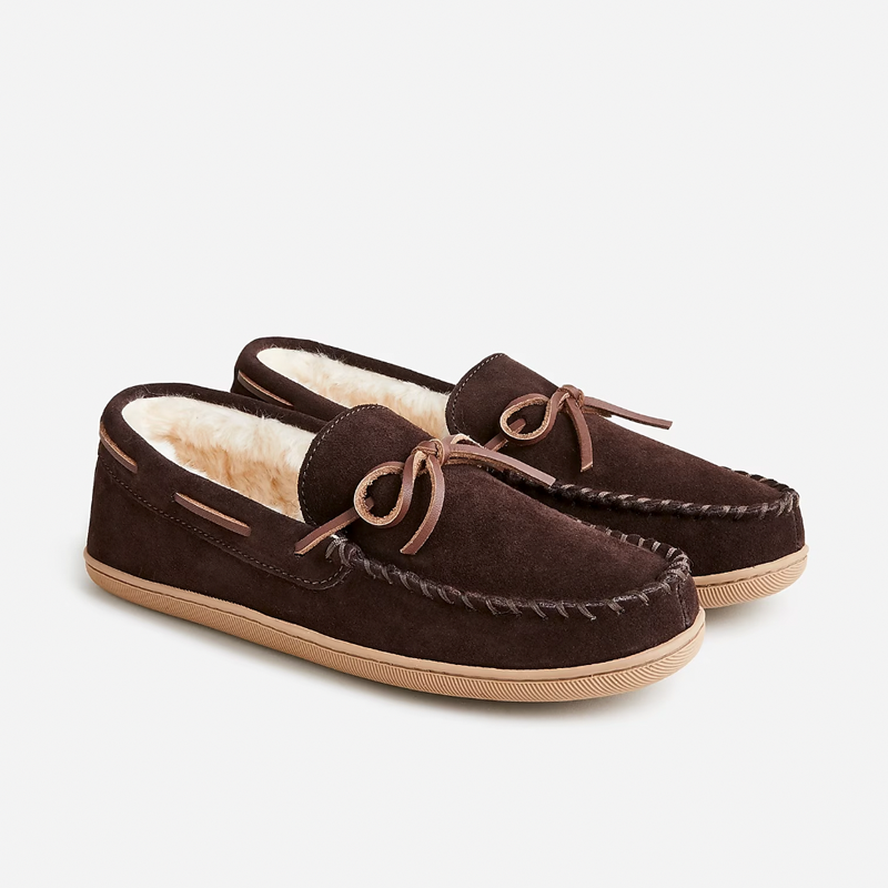 <p><a href="https://go.redirectingat.com?id=74968X1596630&url=https%3A%2F%2Fwww.jcrew.com%2Fm%2Fmens%2Fcategories%2Fshoes%2Floafers-and-slip-ons%2Fsherpa-lined-suede-slippers%2FMP143%3Fdisplay%3Dsale%26fit%3DClassic%26isFromSale%3Dtrue%26color_name%3Drich-espresso-suede%26colorProductCode%3DM1805&sref=https%3A%2F%2F" rel="nofollow noopener" target="_blank" data-ylk="slk:Shop Now;elm:context_link;itc:0;sec:content-canvas" class="link ">Shop Now</a></p><p>Sherpa-Lined Suede Slippers</p><p>jcrew.com</p><p>$49.99</p>