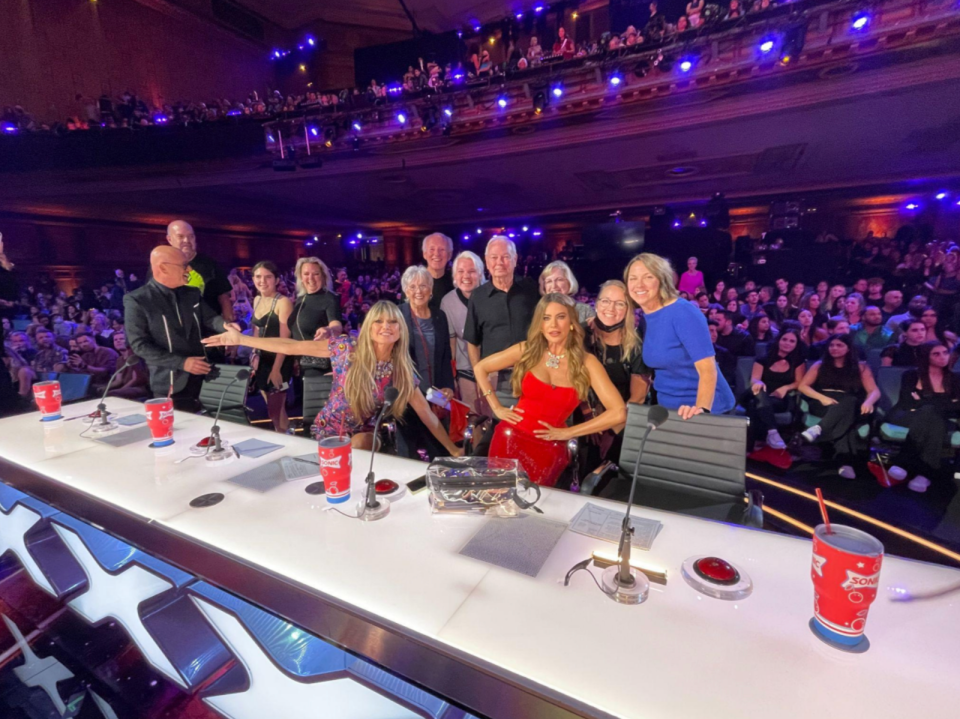 Kelsey Cornell and her family at the judge's desk with Sofia Vergara and Heidi Klum. One of the proudest moments of the Lafayette Jeff grad's career so far was being able to show her mother, brother and grandparents what she does each day, she said.