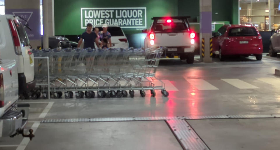 Aldi trolleys in car park at Bay Central in Sydney's Sutherland Shire. 