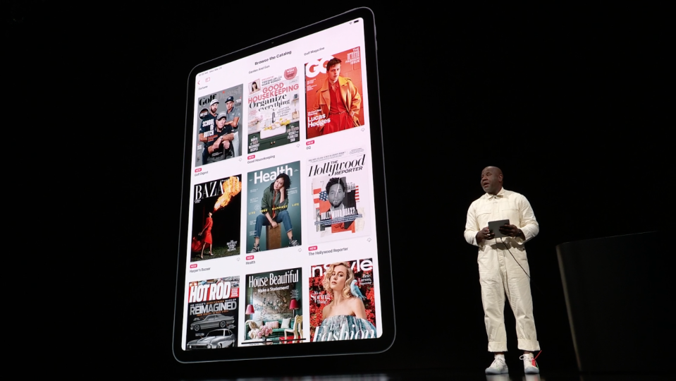 Wyatt Mitchell, Apple designer, showing off Apple News+