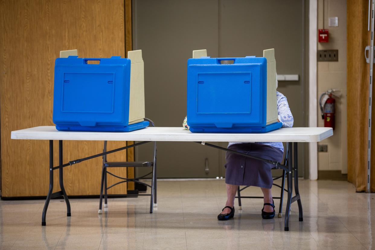 Holland Charter Township voters cast their ballots during the August primary Tuesday, Aug. 2, 2022, at Rose Park Reformed Church in Holland. 