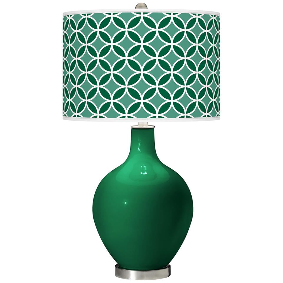 This undated publicity photo provided by Lamps Plus shows a Greens Circle Rings Ovo table lamp, a smart, contemporary emerald green accent in a home (www.lampsplus.com). (AP Photo/Lamps Plus)