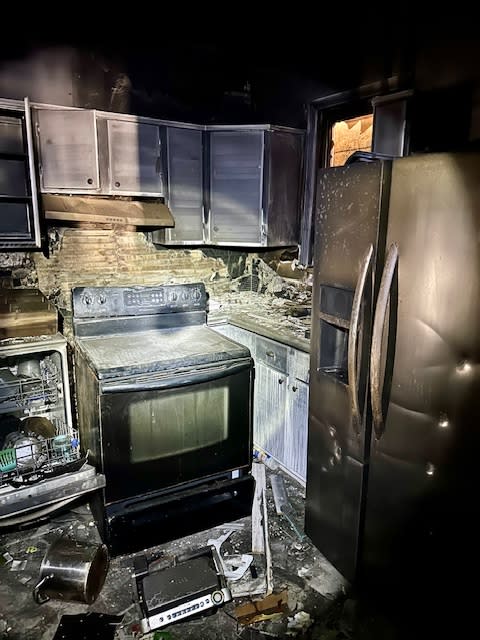 Another angle of the scorched kitchen. Brian Lewis