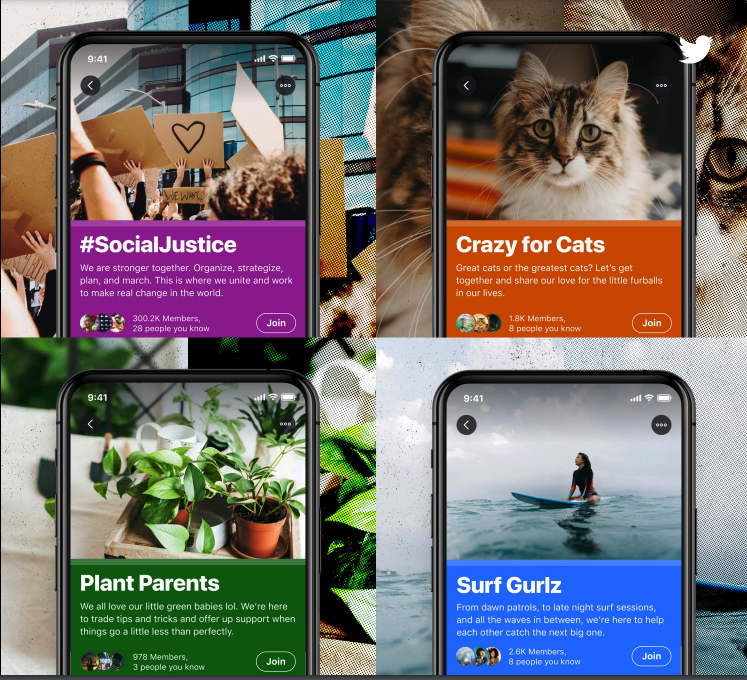A preview for Twitter's communities feature.