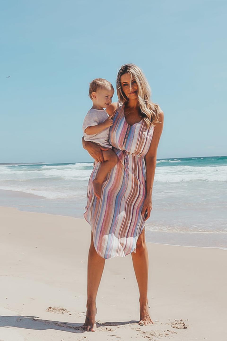 Beach Stripe Nursing Dress by Peachy Mama