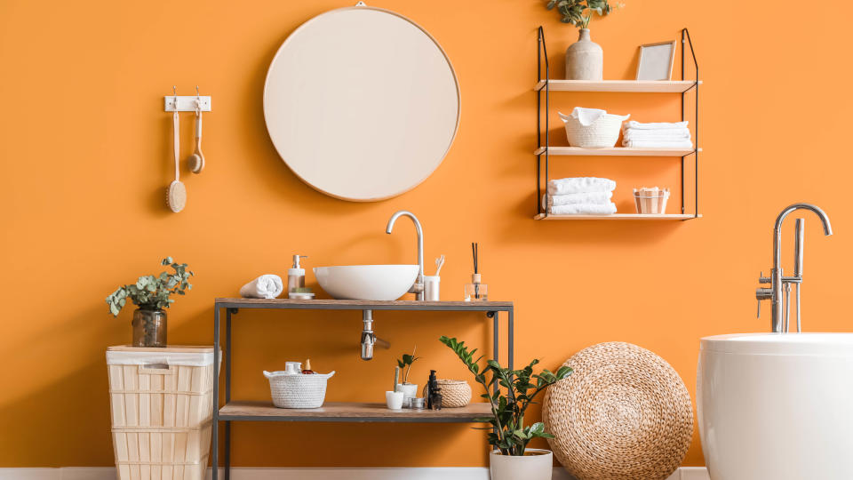 Bathroom with yellow wall