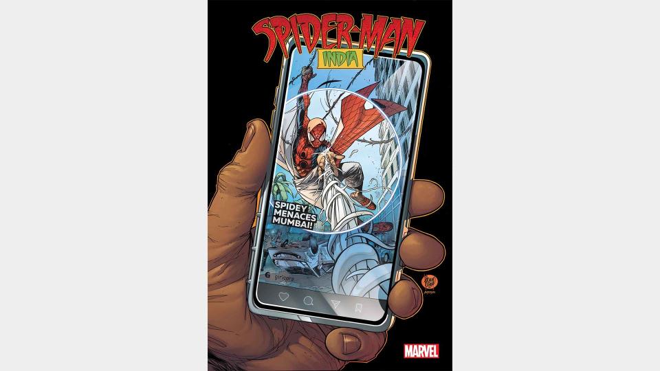 Spidey on a phone screen.