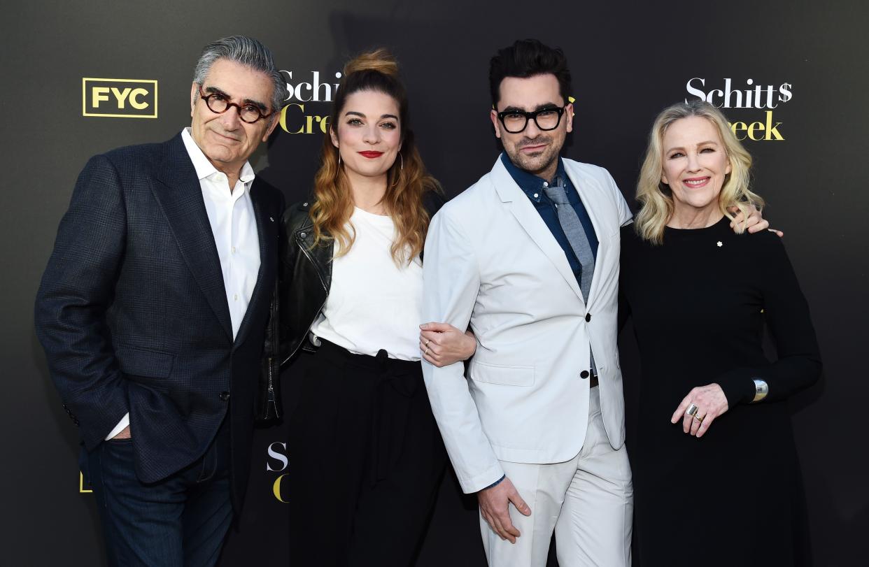 (From left to right) Eugene Levy, , Daniel Levy, Catherine O'Hara