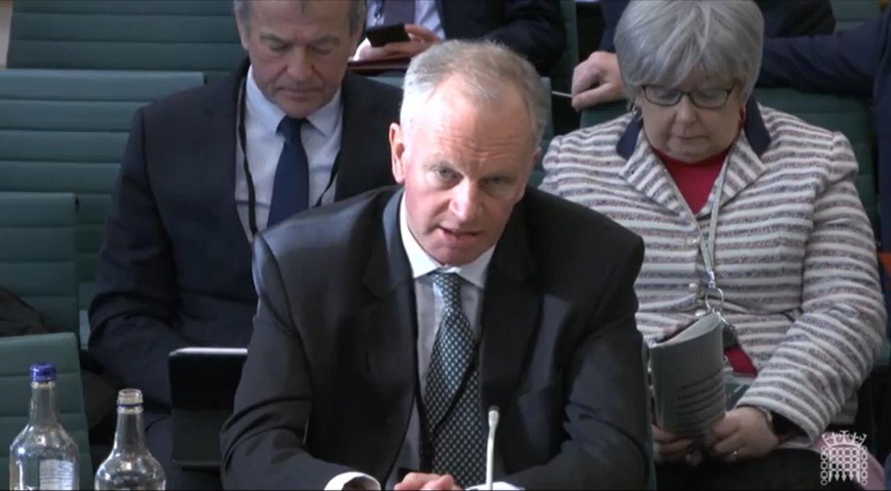 Nick Read, chief executive of the Post Office, giving evidence to the Business and Trade Committee at the Houses of Parliament, London, on what more can be done to deliver compensation for victims of what has been labelled one of the worst miscarriages of justice in British history. Picture date: Tuesday January 16, 2024.