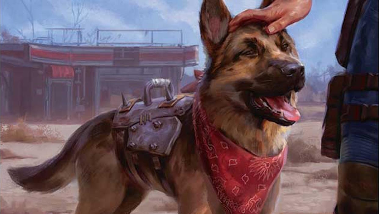  Magic: The Gathering Fallout crossover card art - Dogmeat (detail). 