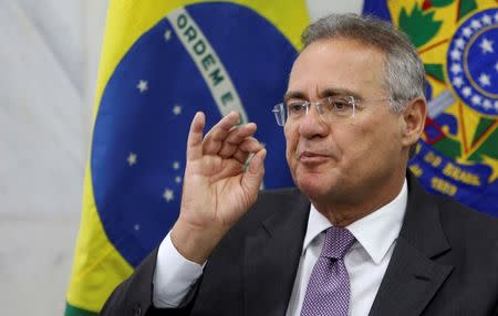 Brazil's Senate President Renan Calheiros, attends a news conference at the National congress in Brasilia, Brazil, June 30, 2016. REUTERS/Adriano Machado