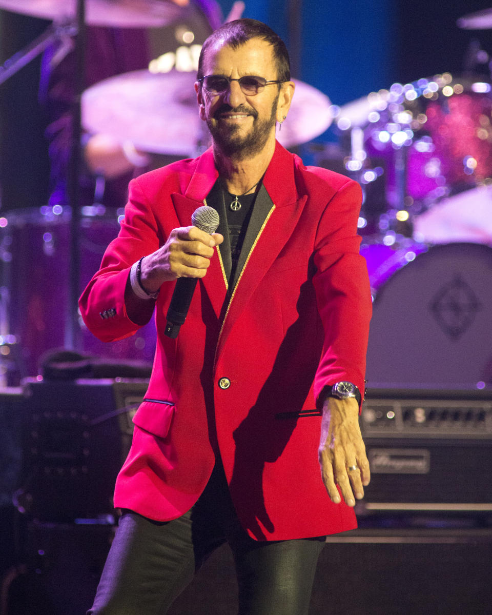 Ringo Starr, formerly of The Beatles, performs in concert with Ringo Starr and His All Starr Band at The Met on Wednesday, Aug. 14, 2019, in Philadelphia. (Photo by Owen Sweeney/Invision/AP)