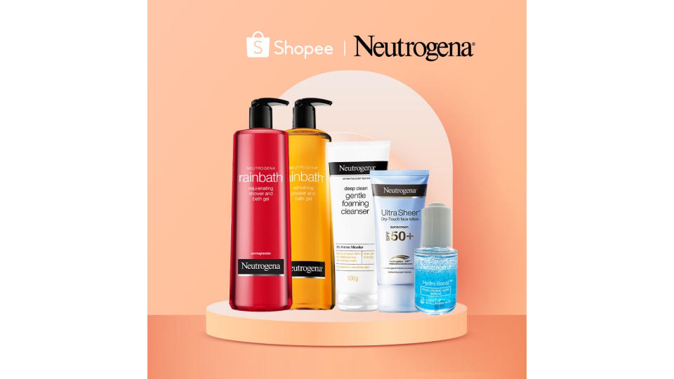 (Shopee Exclusive) Neutrogena Face & Body Bundle (Rainbath, Hydro Boost Serum, Cleanser, Sunscreen). (Photo: Shopee SG)