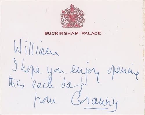 Christmas greeting from Prince William’s “Grandma” to be auctioned