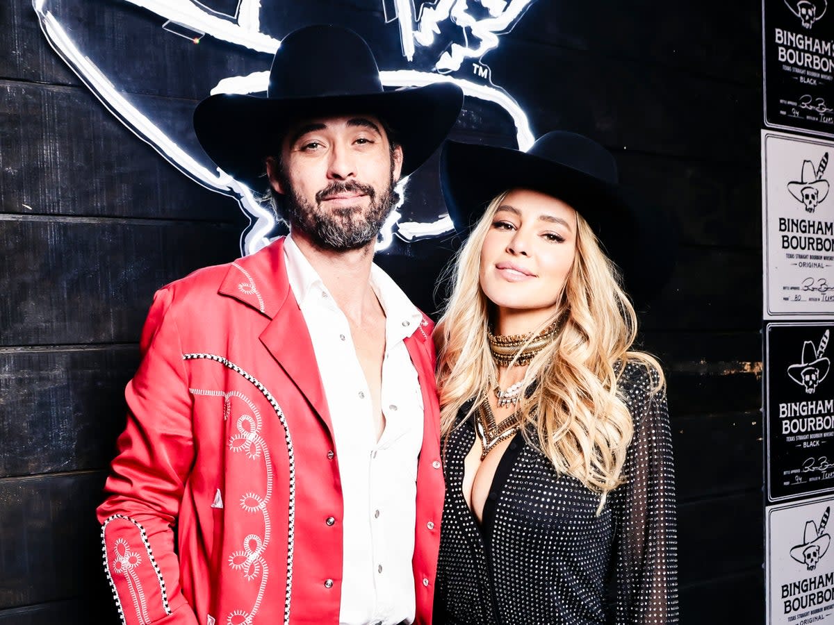 Ryan Bingham and Hassie Harrison attend Bingham’s Bourbon NFR After Party at Inspire at the Wynn on 7 December 2023 in Las Vegas, Nevada (Getty Images for Bingham's Bourb)