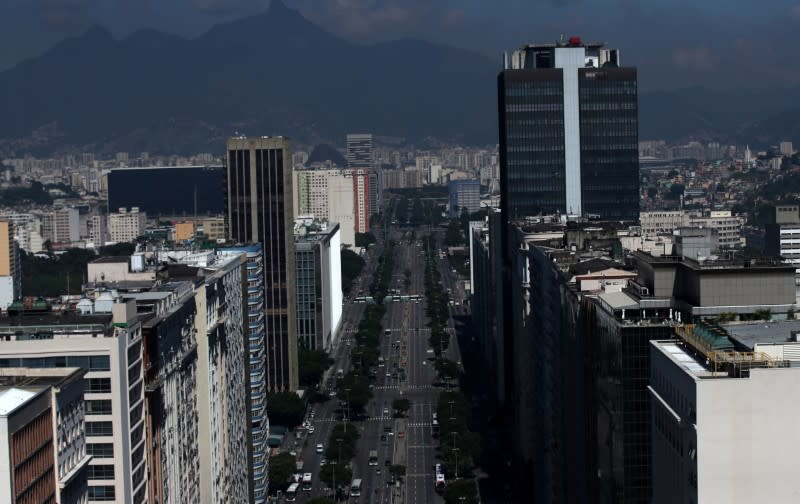 An aerial view of the Presidente Vargas Avenue during the coronavirus disease (COVID-19) outbreak, in Rio de Janeiro