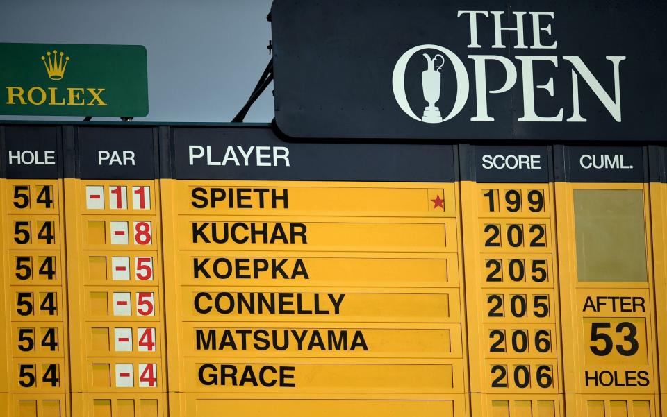 The Open leaderboard - Credit: AFP